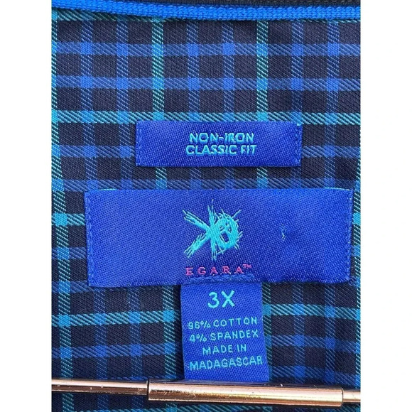 Egara Mens Non Iron Classic Fit Button Down Shirts Oversized Stripes Sz 3X/4XL - Picture 9 of 9